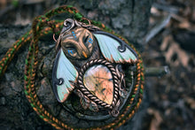 Great Grey Owl Luna Moth Forest Spirit with Labradorite Necklace