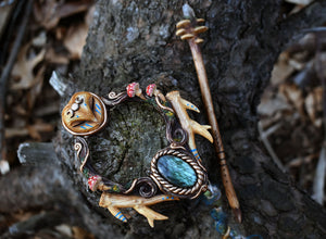 Barn Owl with Labradorite Hair Pin - Large [Intended for Locs]