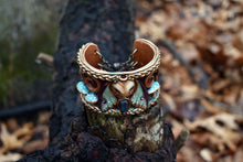 Barn Owl Luna Moth with Labradorite Cuff Bracelet