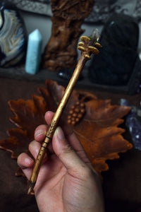 Barn Owl with Labradorite Hair Pin - Large [Intended for Locs]