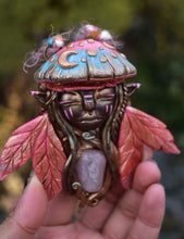 Mushroom Faerie with Rose Quartz Necklace