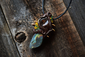 Labradorite with Fire Agate Forest Necklace