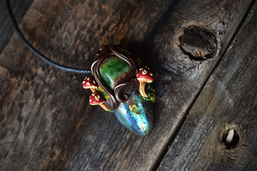 Labradorite with Chrysoprase Forest Necklace