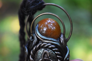 Labradorite Wand with Rutilated Quartz Sphere Triquetra Necklace