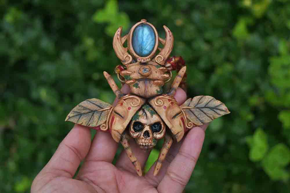 Wild Earth - Labradorite Beetle Necklace
