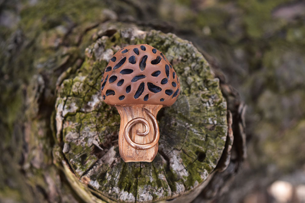 Morel Mushroom with Dread Bead - 8mm diameter hole