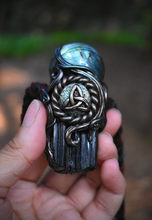 Black Tourmaline with Labradorite Sphere Triquetra Necklace