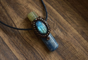 Kyanite with Labradorite and Apatite Necklace