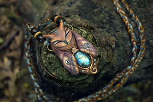 Owl Moth Forest Spirit with Labradorite Necklace