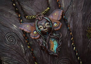 Polyphemus Moth Goddess with Labradorite Necklace
