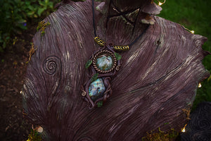 Real Luna Moth Wing with Labradorite Necklace