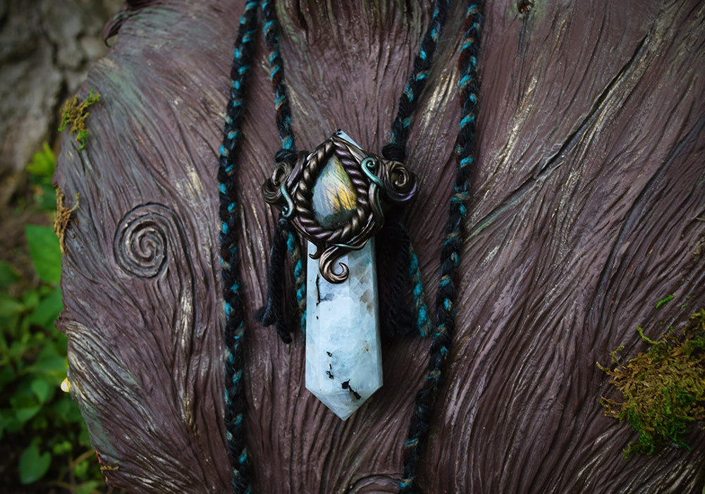 Moonstone Point with Labradorite Necklace