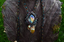 Sunset Aura Spirit Quartz with Labradorite Necklace