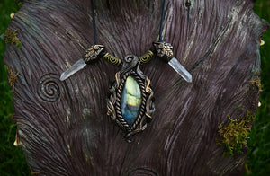 Labradorite with Quartz Points Necklace