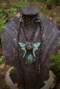 Luna Moth Goddess with Labradorite Necklace