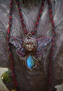 Cecropia Moth Goddess with Labradorite Necklace