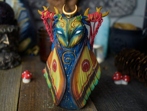 Owl Emperor Moth Spirit - 4.75" Sculpture with Labradorite