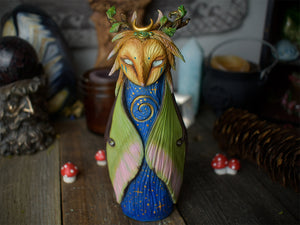 Owl Chinese Moon Moth Spirit - 6.5" Sculpture